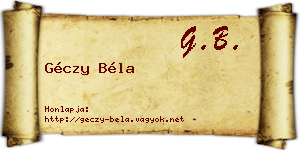 Géczy Béla névjegykártya